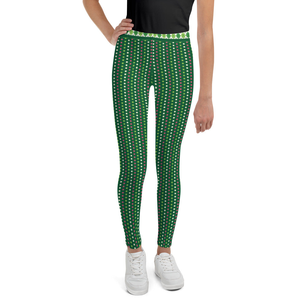 Green and Pink Dots - Youth Leggings