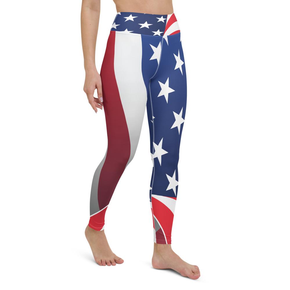 Waving American Flag - Yoga Leggings