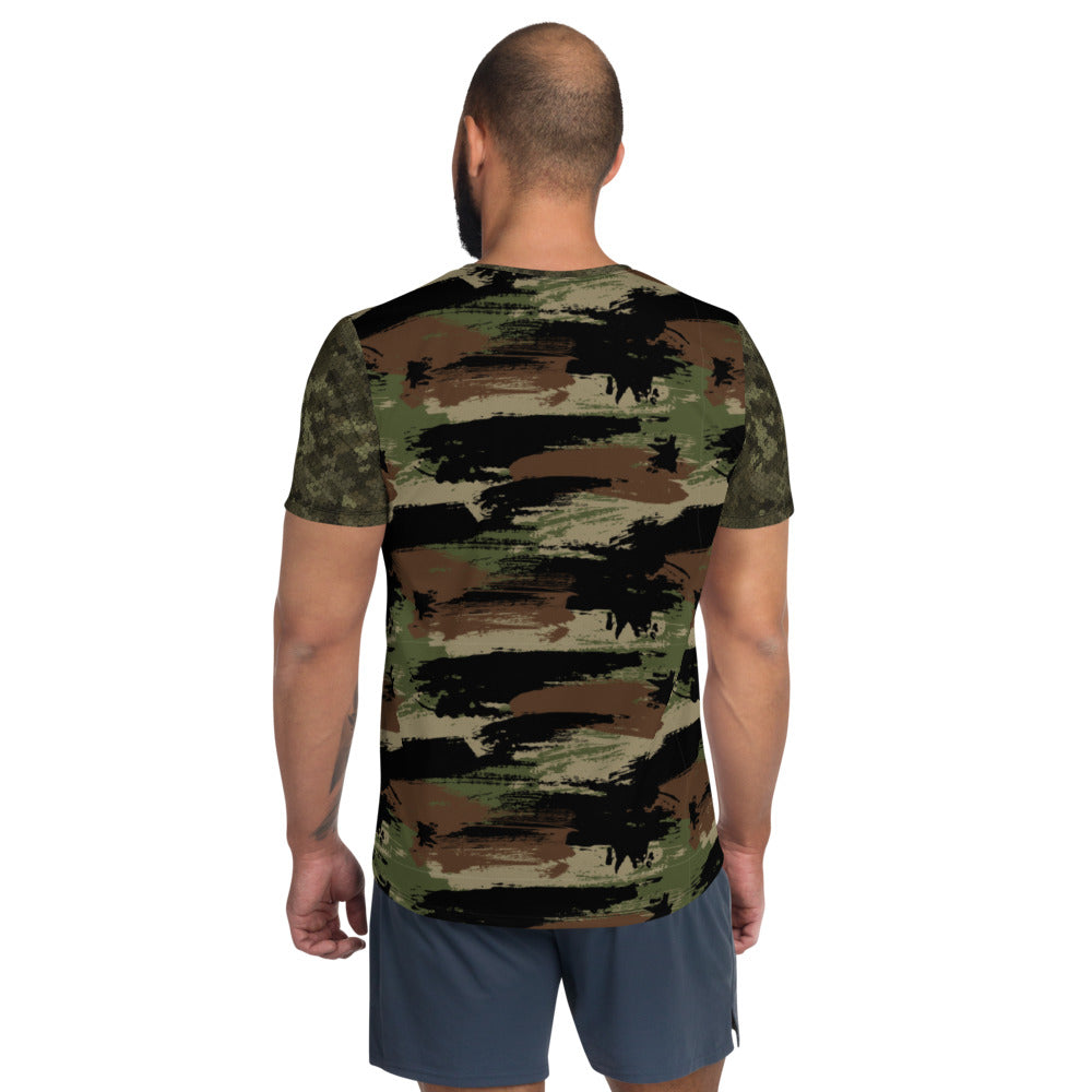 Green and Brown Camo Men's Athletic T-shirt