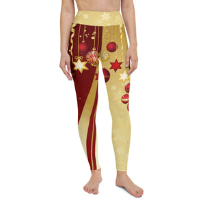 Crazy-Ass Leggings - Christmas Balls on Red and Gold - Yoga Leggings