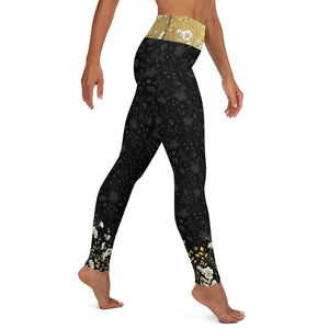 Crazy-Ass Leggings - Jacquard Black and Gold Floral - Yoga Leggings