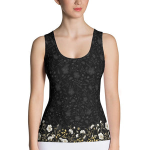 Jacquard Black and Gold Floral - Tank Top