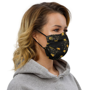 Black w Yellow Poinsettias - Premium Face Mask