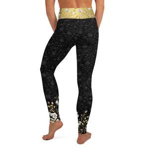 Crazy-Ass Leggings - Jacquard Black and Gold Floral - Yoga Leggings