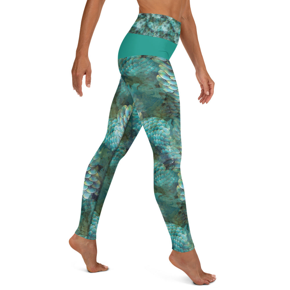 Turquoise Snakeskin - Yoga Leggings