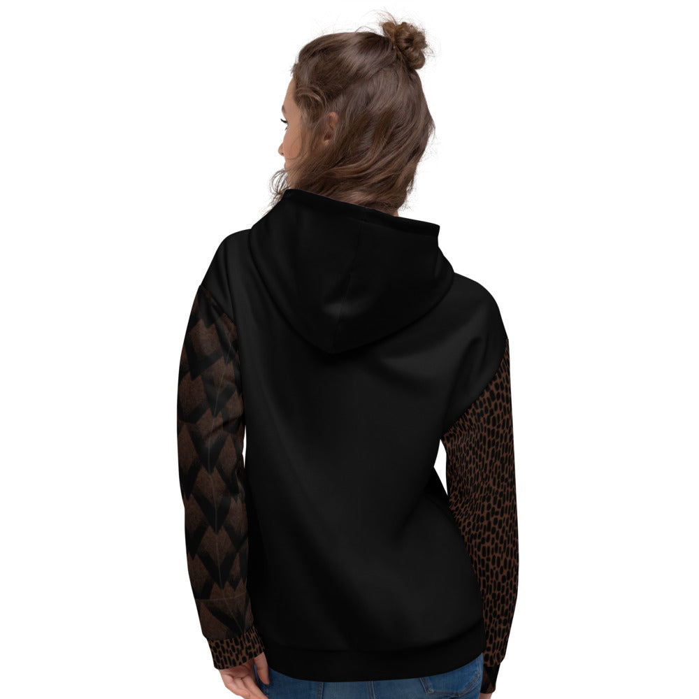 Black Spotted and Geometric on Brown - Unisex Hoodie