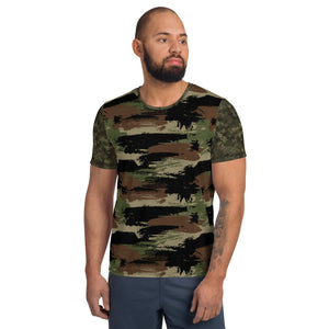 Green and Brown Camo Men's Athletic T-shirt