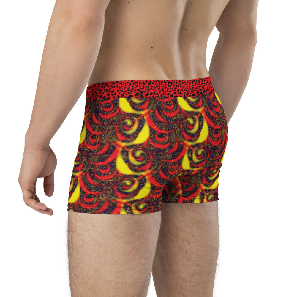 Red Swirls and Cheetah - Crazy-Ass Undies - Men's Boxer Briefs