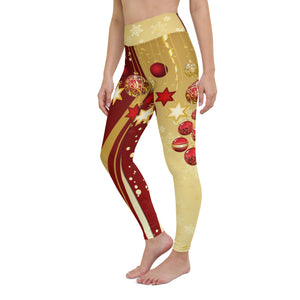 Crazy-Ass Leggings - Christmas Balls on Red and Gold - Yoga Leggings