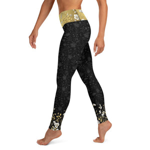 Crazy-Ass Leggings - Jacquard Black and Gold Floral - Yoga Leggings