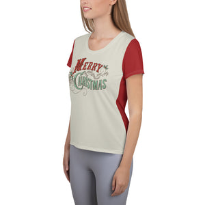 Vintage Merry Christmas -  Women's Athletic T-shirt