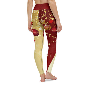 Crazy-Ass Leggings - Christmas Balls on Red and Gold - Yoga Leggings