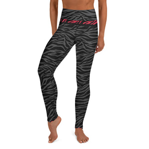 Black, Gray and Red Zebra - Yoga Leggings