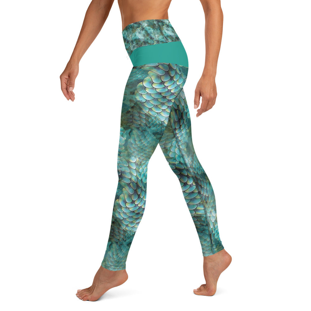 Turquoise Snakeskin - Yoga Leggings