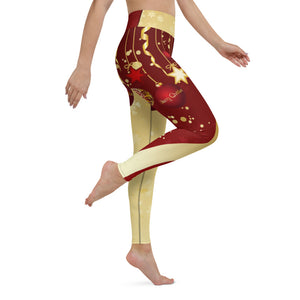 Crazy-Ass Leggings - Christmas Balls on Red and Gold - Yoga Leggings