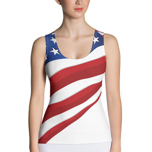 Patriotic American Flag - Blue back - Women's Tank Top