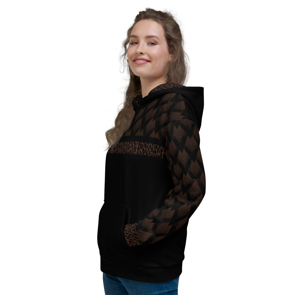 Black Spotted and Geometric on Brown - Unisex Hoodie