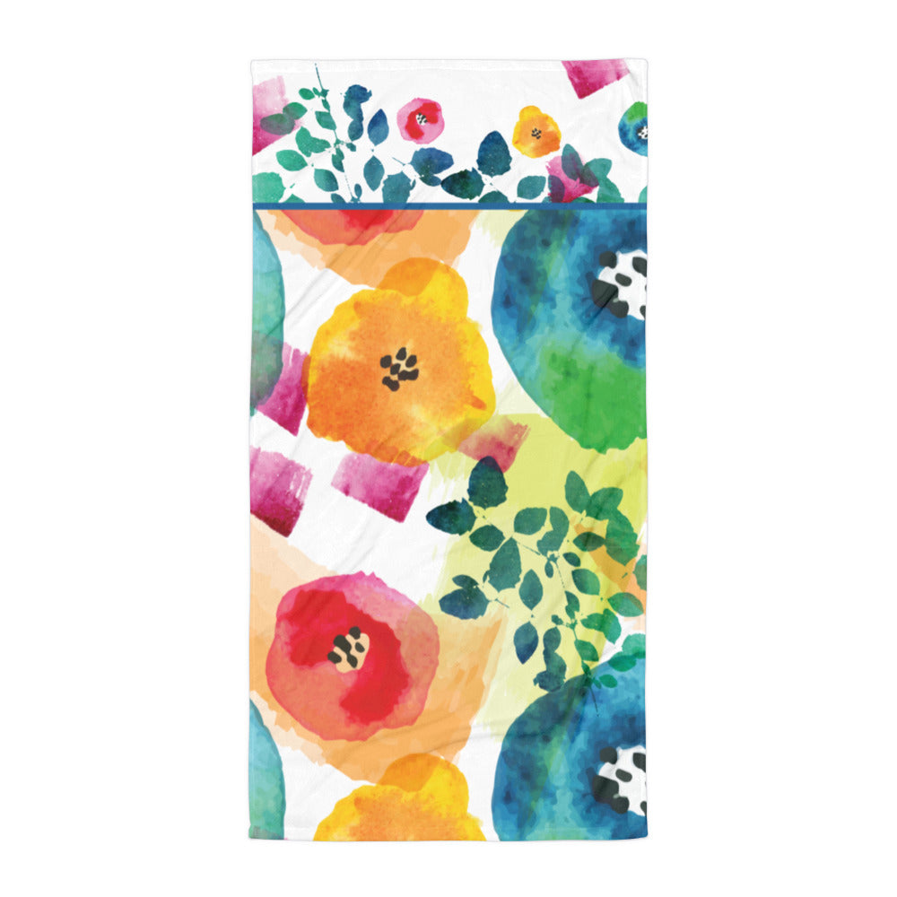 Watercolor Flowers - Beach Towel