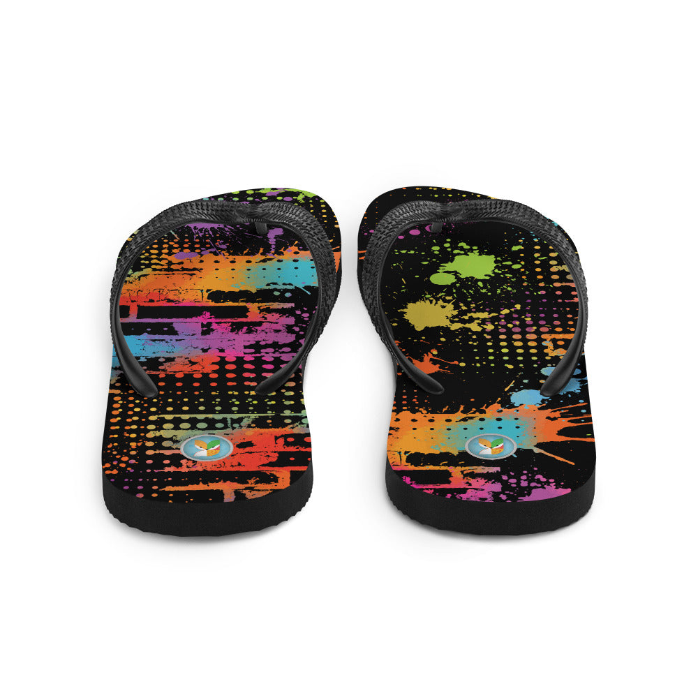 Neon Paint Splotches - Unisex Flip-Flops