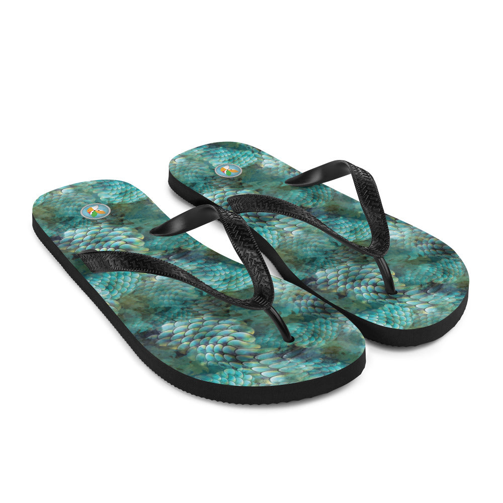 Turquoise Snakeskin - Flip-Flops