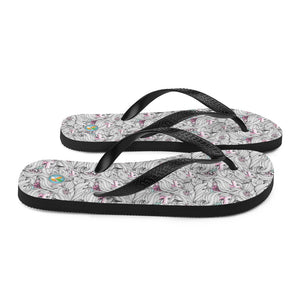 Black and White Unicorns with Pink - Flip-Flops